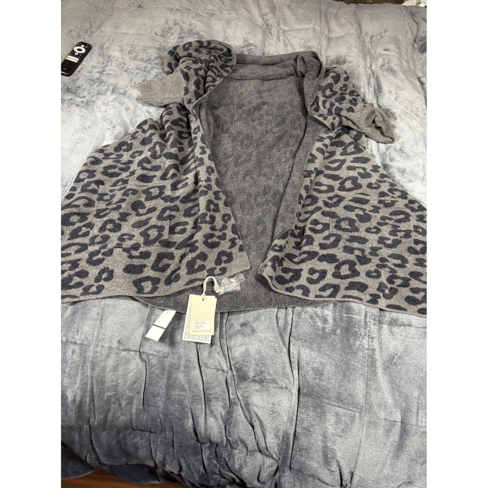 Barefoot Dreams Gray Leopard Cardigan